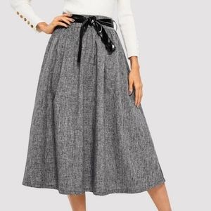 Marled Knit Flare Skirt